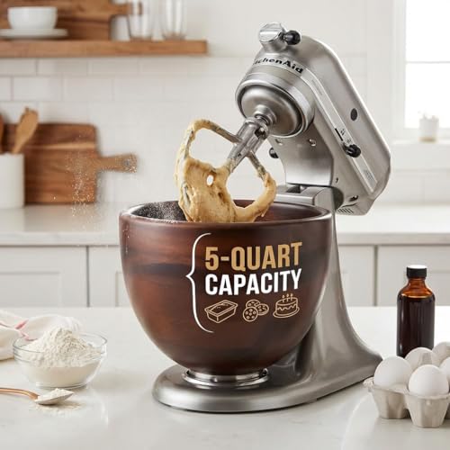 Acacia Wood Mixing Bowl for KitchenAid 5QT Mixers - 5 Quart Tilt-Head Compatible