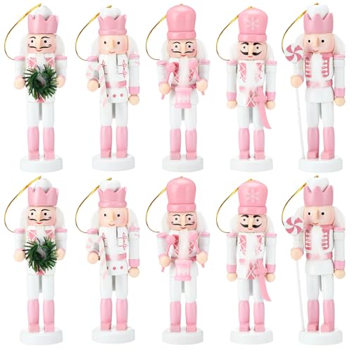 Jetec 10 Pcs Cute Christmas Nutcracker Ornaments - Pink Styles