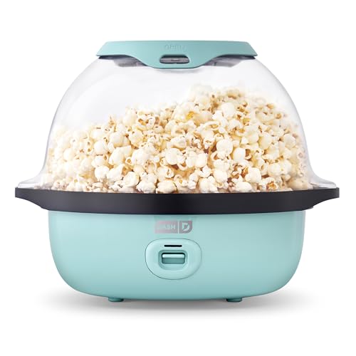 Dash SmartStore Deluxe 24-Cup Aqua Stirring Popcorn Maker with Butter Tray