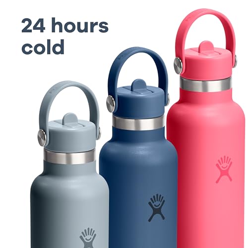 Hydro Flask 24 Oz Insulated Stainless Steel Water Bottle - Tonal Black with Straw Lid - Leakproof & Keeps Drinks Cold 24H