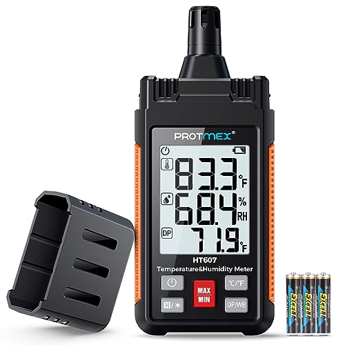 Digital Temperature Humidity Meter with Large LCD Backlight - High Precision HT607