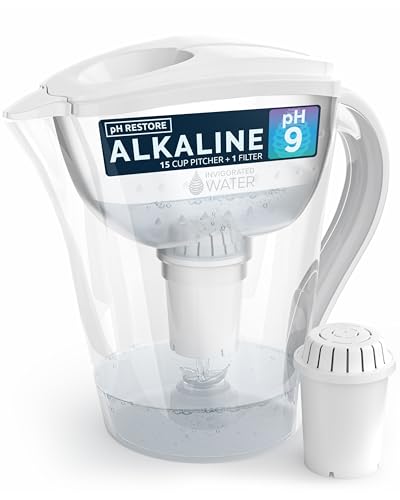 15-Cup High pH Alkaline Water Filter Pitcher - BPA-Free, Compact Design