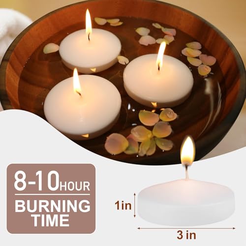 Capaniel 80 Pack 3 Inch White Floating Candles - 8 Hour Burn Time, Real Wax