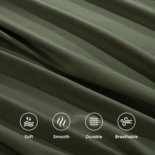 Andency Queen Sheets Set, Dark Olive Green Breathable & Cooling