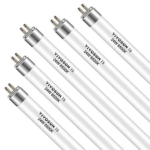 VIVOSUN T5 Grow Light Bulbs 2 Feet 24W 6500K HO for Indoor Plants - 5 Pack