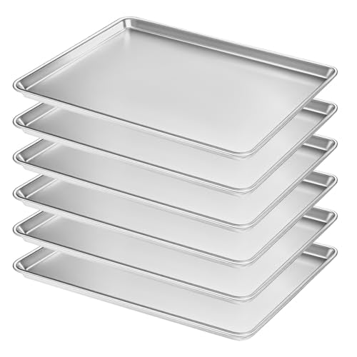 Bastwe 6 Pack Full Size Commercial Aluminum Baking Sheets 26x18 Inch
