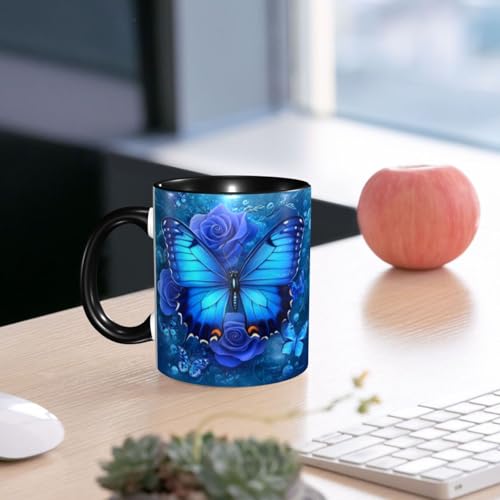Beige Butterfly Coffee Mug 11 OZ Ceramic Tea Cup - Microwave & Dishwasher Safe Gift