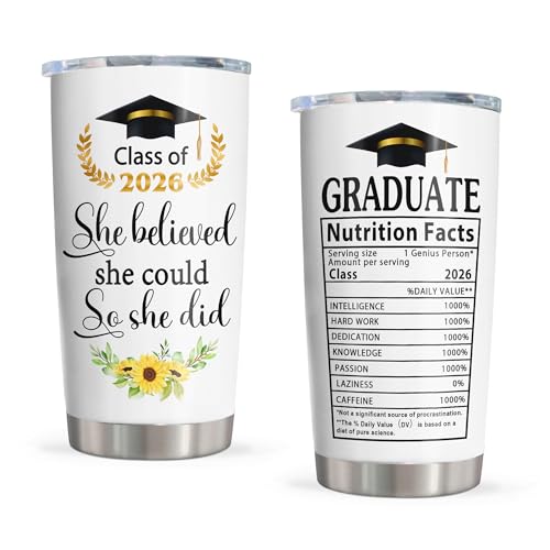 Graduation Gifts Tumbler 20oz - 2026 Graduation Gift for Women, College & High School Graduates - Pudmaple