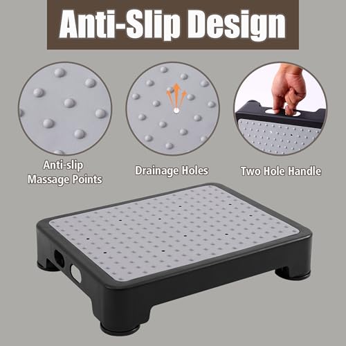 Adjustable Step Stool for Seniors 3.4-5.4 Inch Height Gray 6-Leg Stability