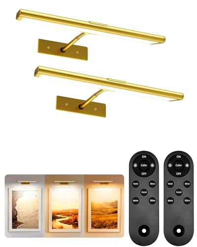 13-Inch Gold Rechargeable Wireless Picture Lights Set of 2 with Remote