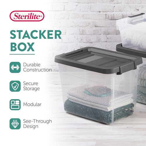 30 Quart Storage Bins with Latching Lids - 6 Pack - Modular Stackable Containers