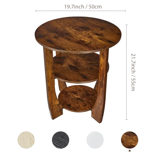 ZEXVIDA Rustic Brown Round Side Table 19.7 Inch - Classic Variant