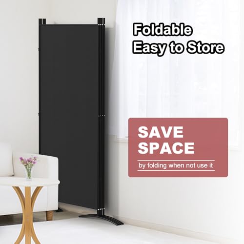Kokorona 4-Panel Room Divider - Black, 136"W x 71"H Portable Privacy Screen