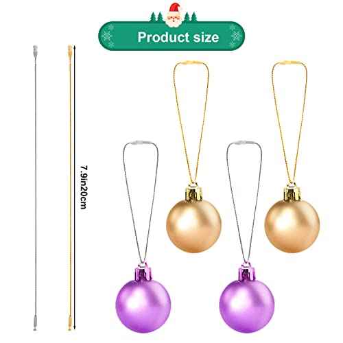 Savita 200pcs Christmas Ornament Hanger String, Precut Metallic Ribbon for Ornament Hanging with Snap Fastener Ornaments Snap Cord for Christmas Tree Party Supplies (Gold & Silver)