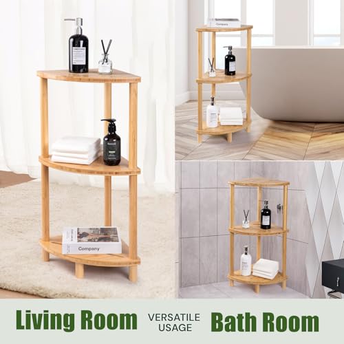 GUGIGIP Shower Caddy-022 Corner Bamboo Bathroom Organizer, Waterproof, Space-Saving Stand