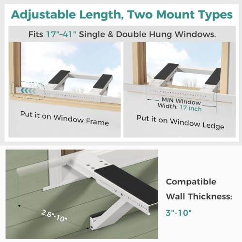 No-Drilling Window Air Conditioner Support Bracket - White, Fits 17-41" Windows
