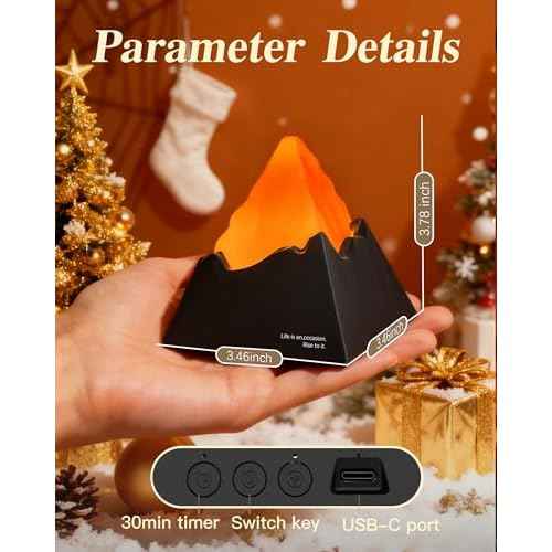 Volcano Lamp, 2000mAh Nursery Night Light for Kids with 6 Modes, Rechargeable Bedside Nightlight with Timer, Cool Room Decor and Cute Office Desk, Unique Christmas Gifts for Teens Boys Girls