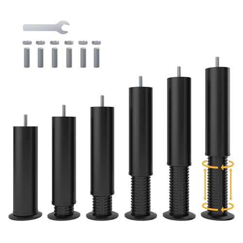 6Pcs Adjustable Metal Bed Legs 8-12 Inch Support Heavy Duty M8 M10 Thread for Bed Frame, Sofa, Cupboard, Desk