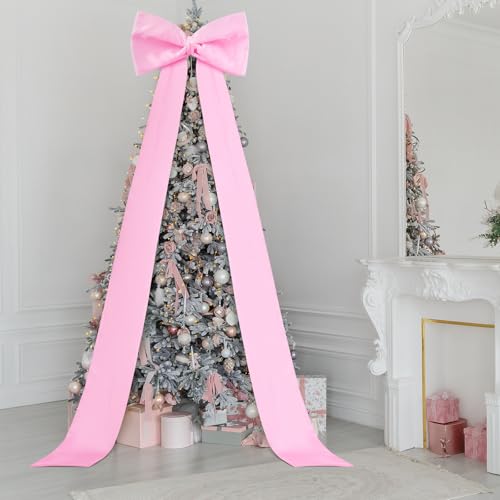 Knitgrip Extra Large Pink Satin Christmas Bow 118x28in - Giant Tree Topper
