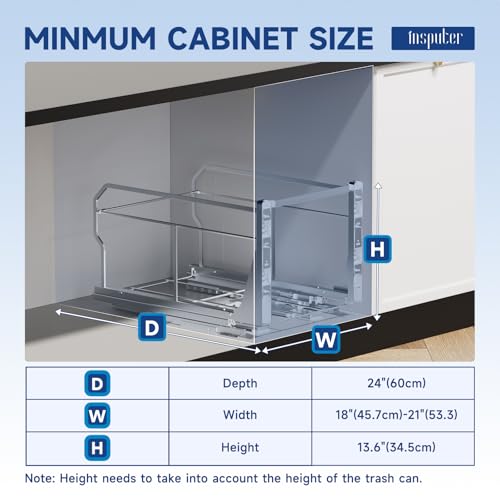 Insputer Silver Double Pull-Out Under Cabinet Trash Can with Push to Open