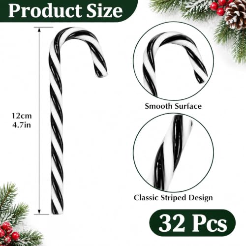 Fansenuo 32Pcs 12cm Black & White Christmas Candy Canes No-Hole (No Hole) – 32 plastic ornaments