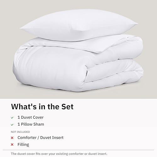 California Design Den White Twin XL Duvet Cover Set - 400 Thread Count Cotton Sateen, No Comforter Included, 68x92 Inches