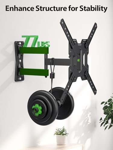 Full Motion TV Wall Mount for 26-65 Inch LED TVs - Swivel Tilt Articulating Bracket, VESA 400x400mm, Up to 77lbs, Space-Saving Design, Easy Install