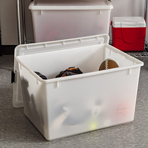 IRIS USA Pearl Stackable Storage Bins 3-Pack 144 Qt with Lids - Made in USA