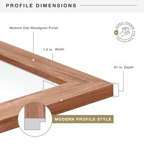 MCS Museum Poster Frame 24x36 Inch Medium Oak Woodgrain 1-Pack