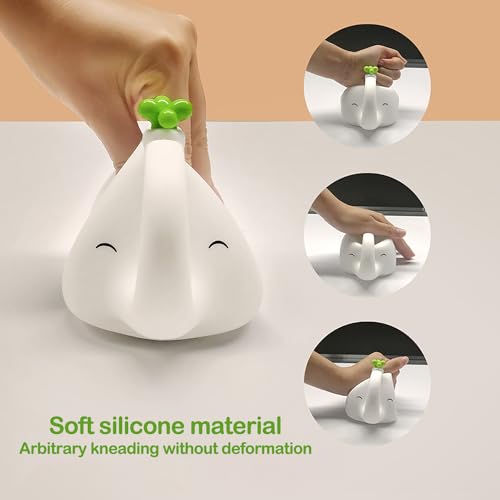 S NMT Cute Elephant Silicone Night Light LED Novelty Lamp 3 Level Dimmable Nursery Nightlight USB Rechargeable Timing Sleeping Lamp for Baby Kids Decor