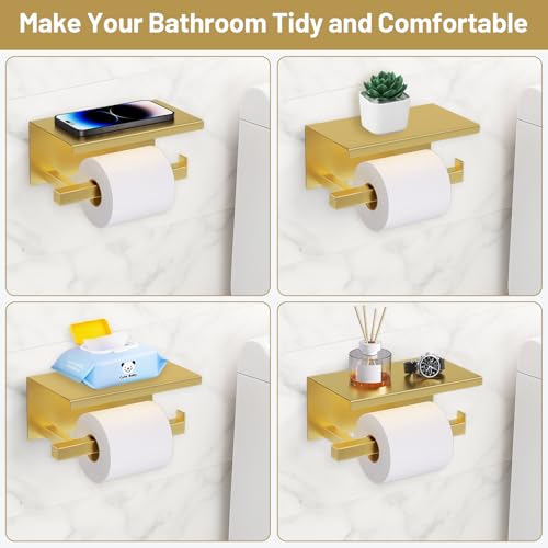 Brushed Gold Bathroom Hardware Set - 5-Piece Wall-Mounted Towel Rack Kit