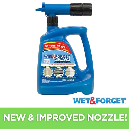 Wet & Forget Outdoor Cleaner & Stain Remover Hose End 48oz - Moss, Mold, Mildew, Algae