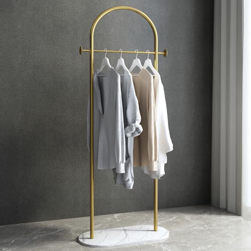 BUZUEY Gold 23.62in Freestanding Clothing Rack with Marble Base - Modern Garment Stand for Small Spaces