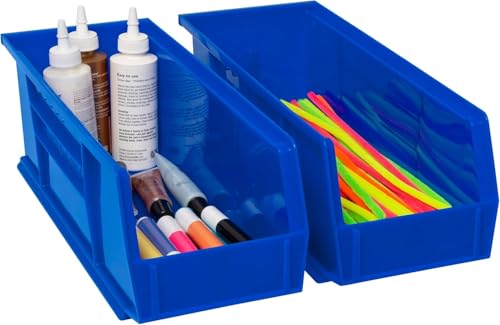 Akro-Mils Stackable Plastic Storage Bins - Blue, 12 Pack, Garage & Warehouse Organization (Variation: Blue / Storage Bins Only)