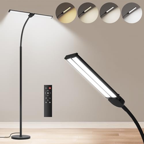 VrimNowit Black LED Floor Lamp for Living Room & Office Reading