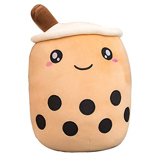 Hitoshe 27.5in Boba Plush Pillow Toy Brown Round Eye — Milk Tea Cup Hug Pillow
