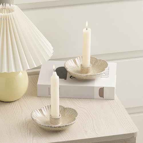 Ceramic Candlestick Holder£¬ Candle Holder for Taper Candles,Incense, Santo Palo, Halloween Christmas Wedding Parties, Dining Room Home Decoration Display - Camel