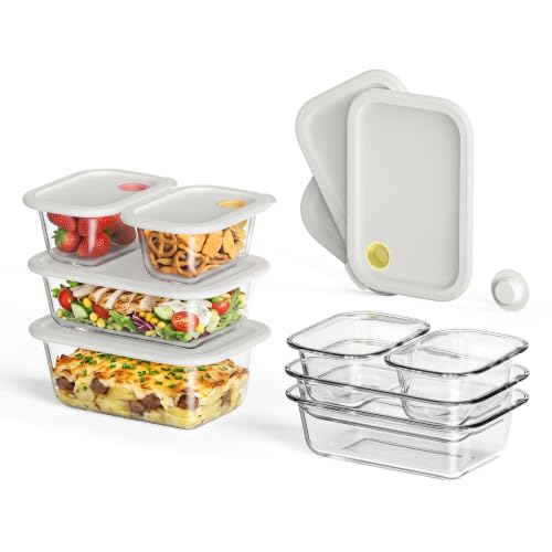 Assorted Sizes Glass Food Storage Container Set with Click-Together Lids - 8-Piece Modular Meal Prep System
