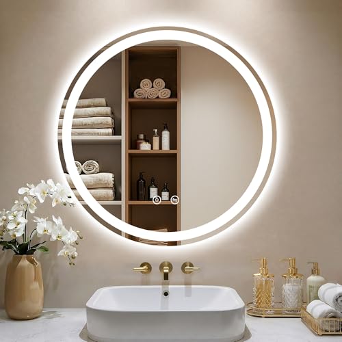 28 Inch LED Bathroom Mirror with Lights | 3 Light Modes, Dimmable, Defogging, Wall Mount
