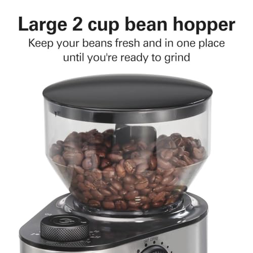 16oz Burr Coffee Grinder with Large Hopper - Hamilton Beach Electric Coffee Mill