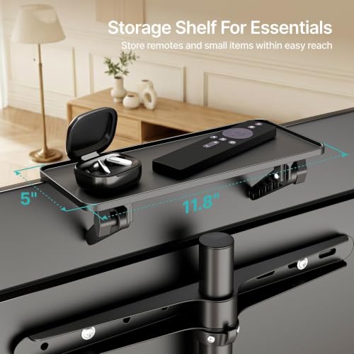 Pegzone Adjustable TV Stand for 45-65 Inch Screens Up to 88 lbs with Shelf