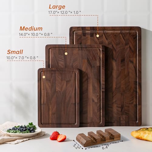 THETCHRY Walnut End Grain Cutting Board Set of 3 - Kitchen Prep & Serving