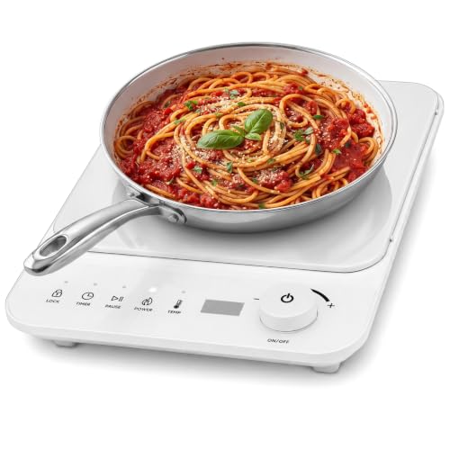 Portable Induction Cooktop 1500W Slim Space-Saving Electric Stove - White