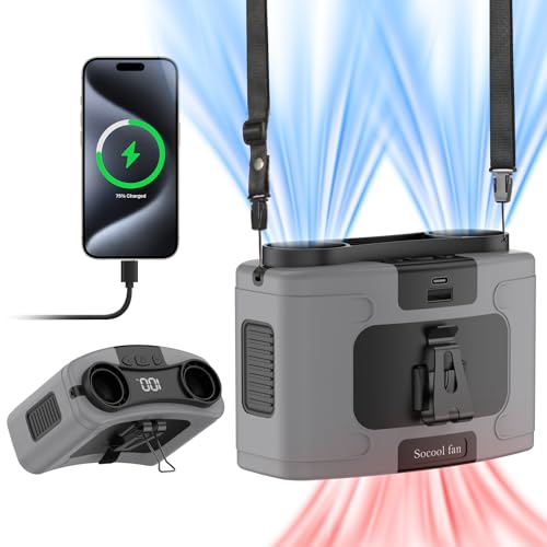 Portable Waist Fan with 20000mAh Battery, 10 Speeds & Dual Motors - Gray