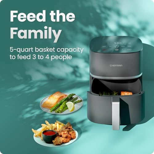 Chefman TurboX 4-in-1 Air Fryer 5 Quart - Crispy Fries, Chicken, Wings