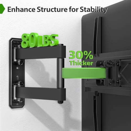 USX MOUNT Swivel TV Wall Mount for 26-60 Inch TVs up to 80 lbs, Full Motion Articulating Bracket with Tilt & Swivel, Max VESA 400x400mm, 26-60"