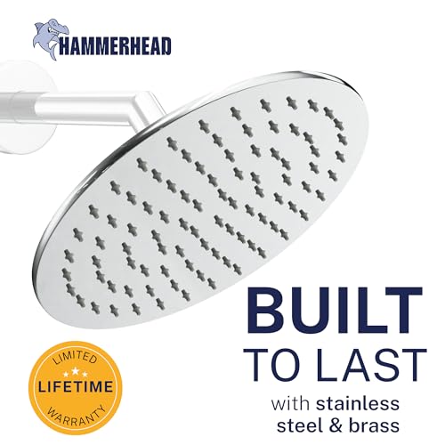 HammerHead Showers 8-Inch Solid Metal Rainfall Shower Head - Chrome, 2.5 GPM High Flow