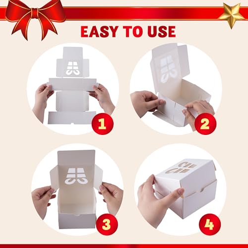 JOYIN White Christmas Cookie Gift Boxes - 36 Pack, 4x4x2.5 Inches, Holiday Bakery Treat Packaging