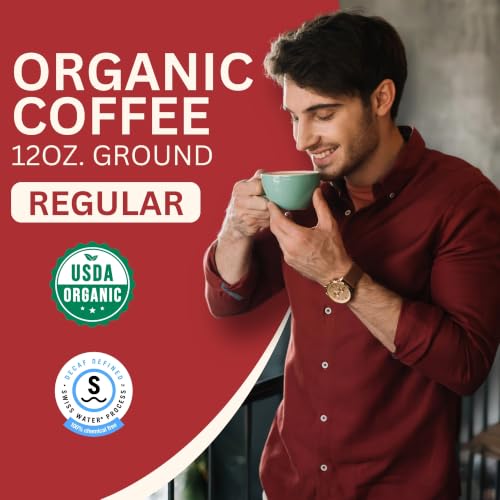 Organic Medium Roast Ground Coffee 12oz Pack of 2 - Smooth, Balanced Flavor - USDA Certified