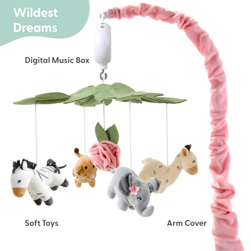 Baby Crib Mobile with Music & Safari Animals - Pink Nursery Decor